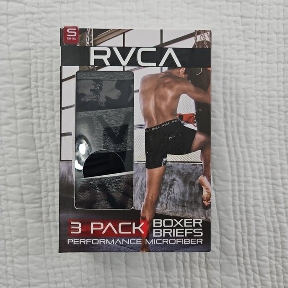 RVCA Men's Microfiber Boxer Briefs Size S (28-30) 3-Pack Stretch Flex Fit NIB - Picture 1 of 11